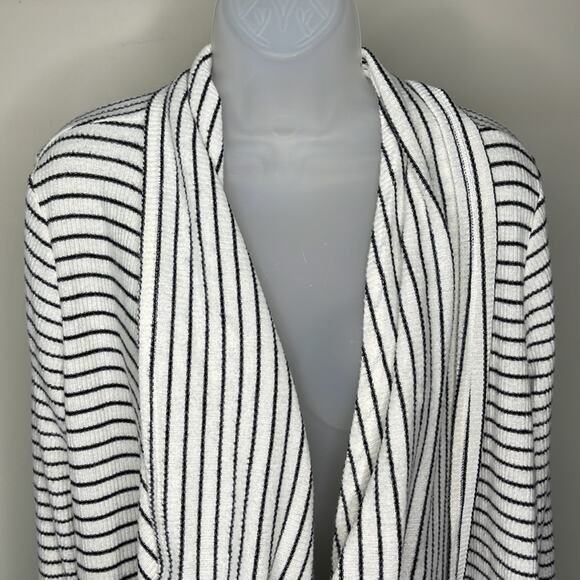 HUMMINGBIRD White & Black Stripe Drape Front Cardigan Women’s - Picture 7 of 9